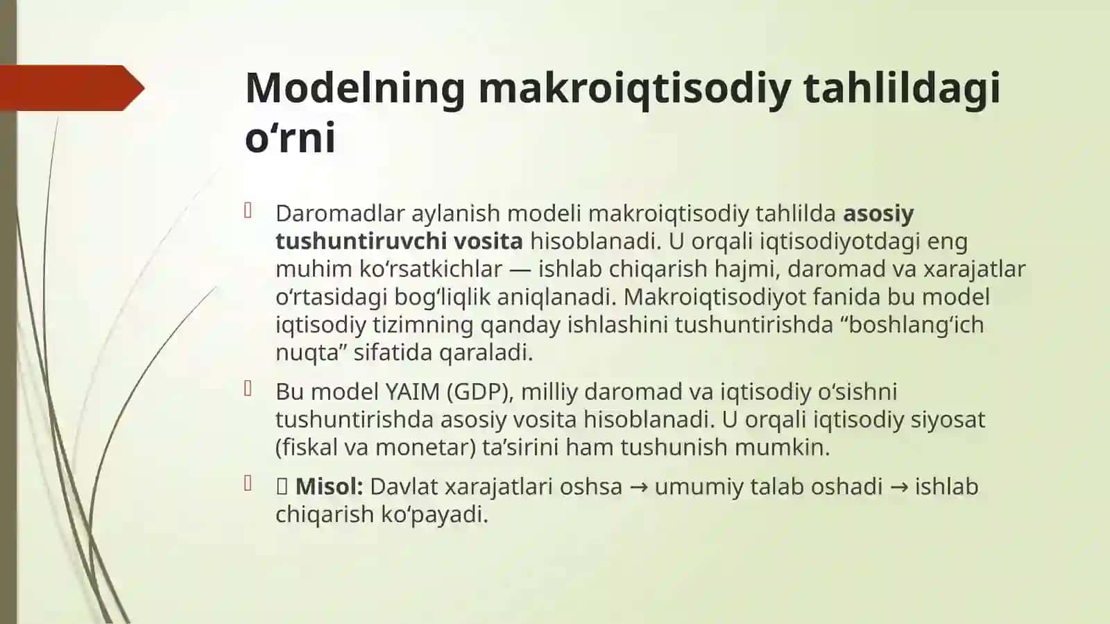 uy xo'jaliklari, firmalar va davlat o'rtasidagi daromadlar aylanish modeli 4