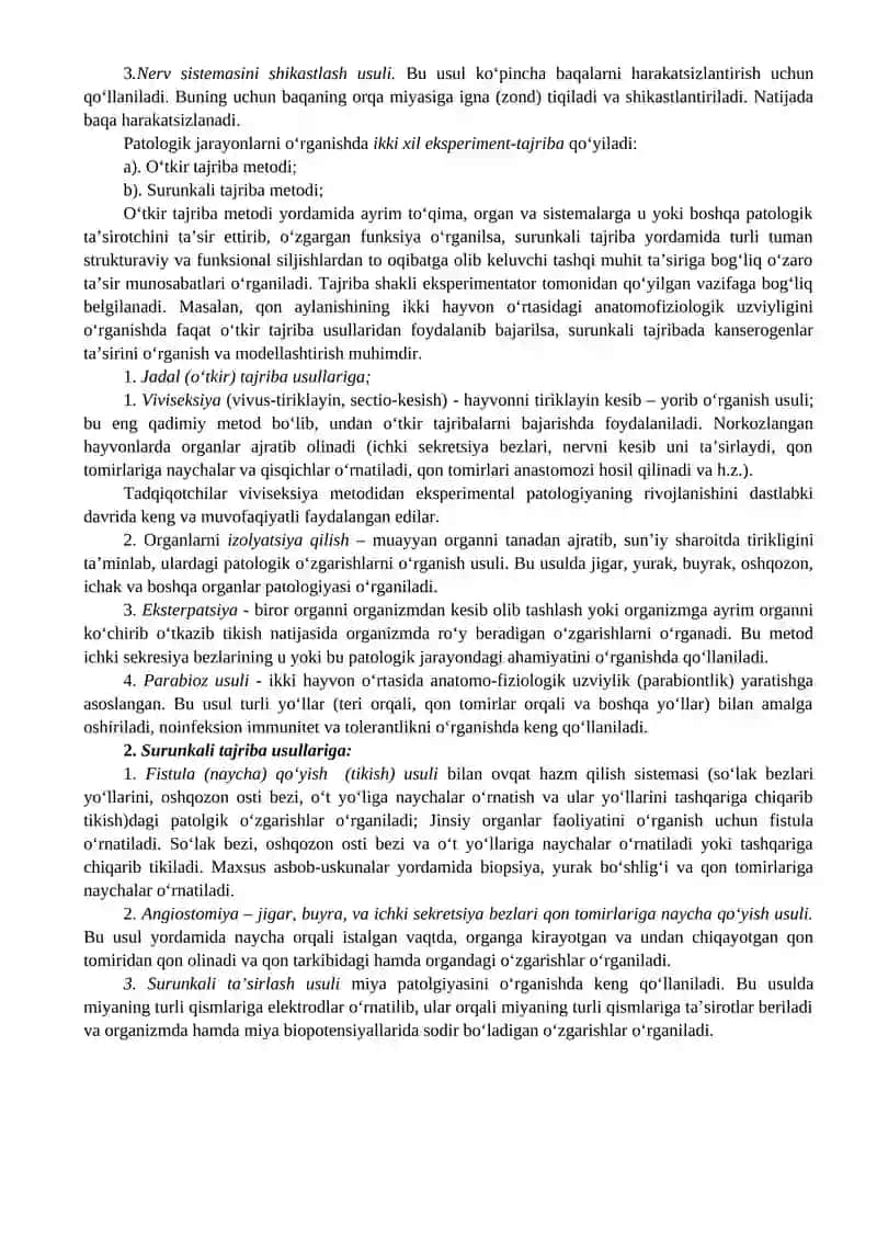 Eksperiment va uning patofiziologiyadagi ahamiyati 4