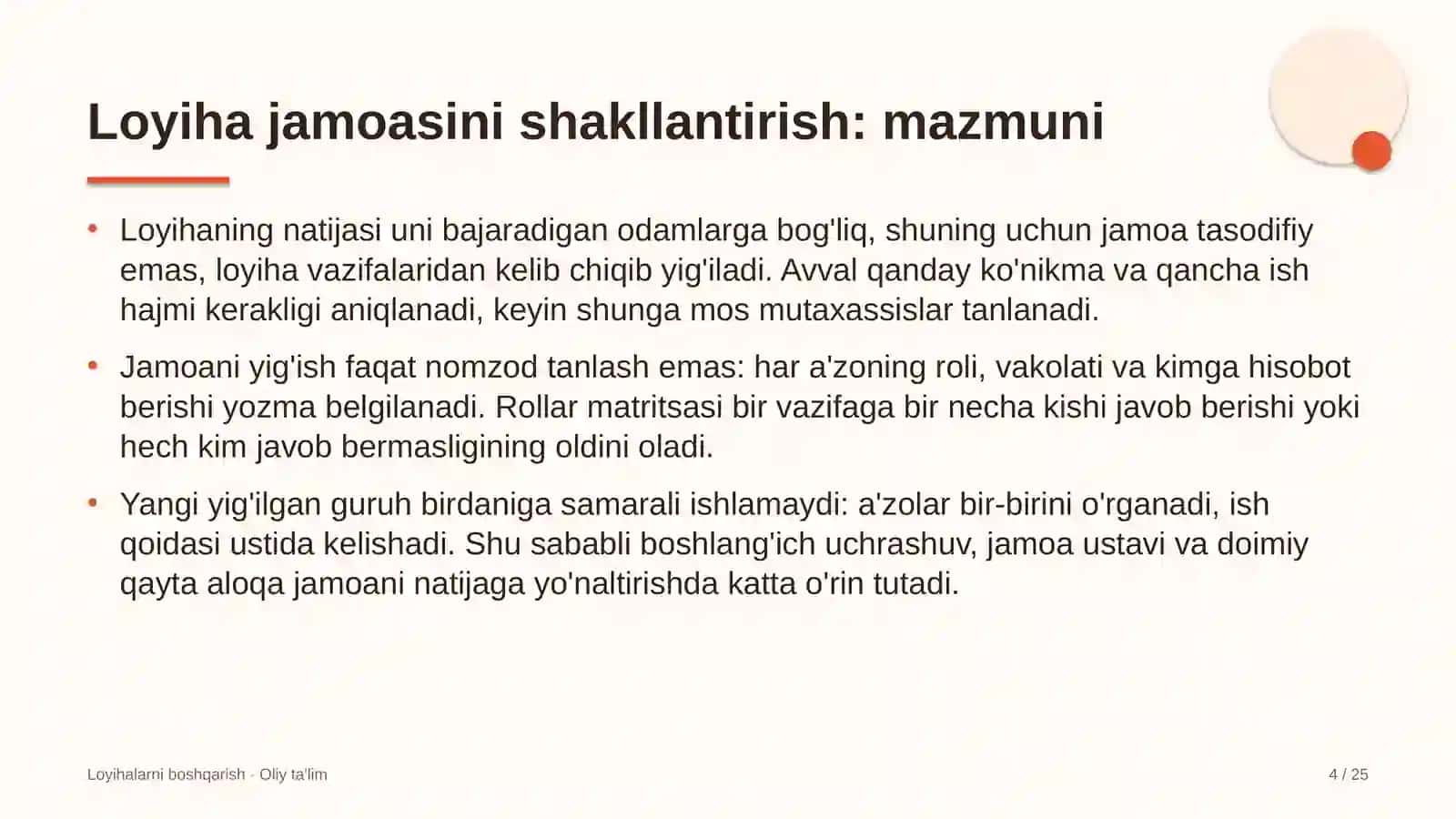 Avtovokzallarda loyiha jamoasini shakllantirish 4