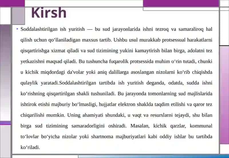 SODDALASHTIRILGAN TARTIBDA ISH YURITISH 4