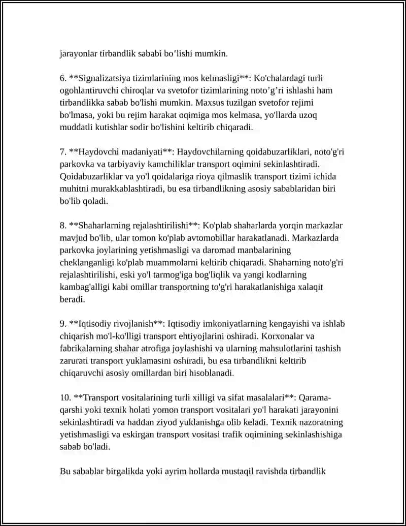 Yo’ldagi tirbandlik 4