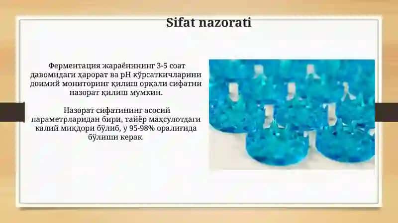 Kaliyli bakterial preparatlar olish texnologiyasi 4