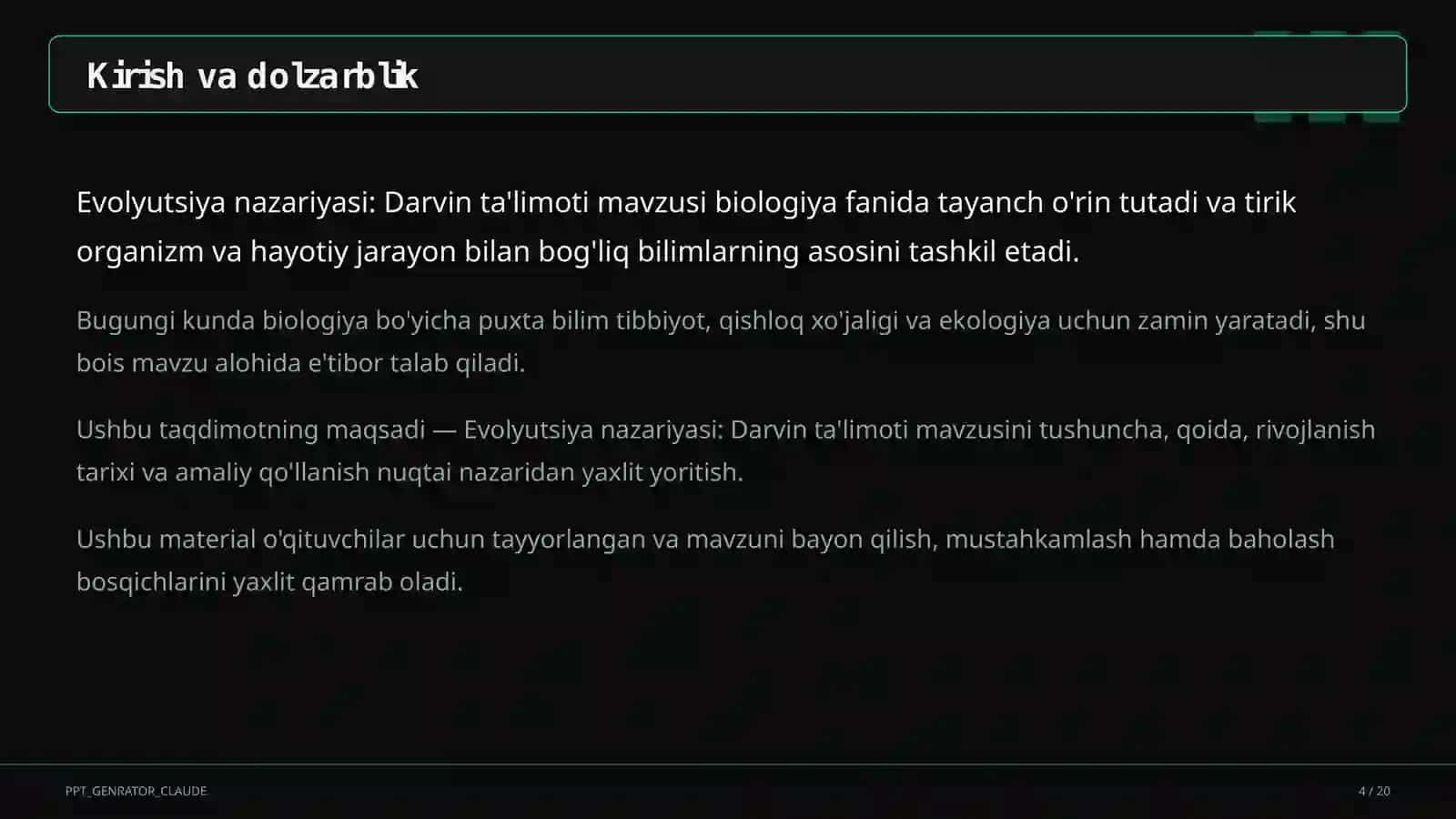 Evolyutsiya nazariyasi: Darvin ta'limoti (10-sinf) 4