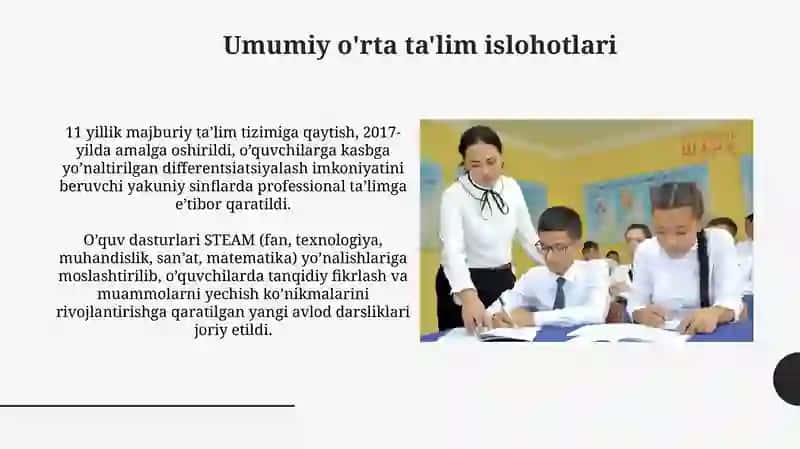 O'zbekiston Respublikasida ta'lim sohasida amalga oshirilgan islohotlar 4