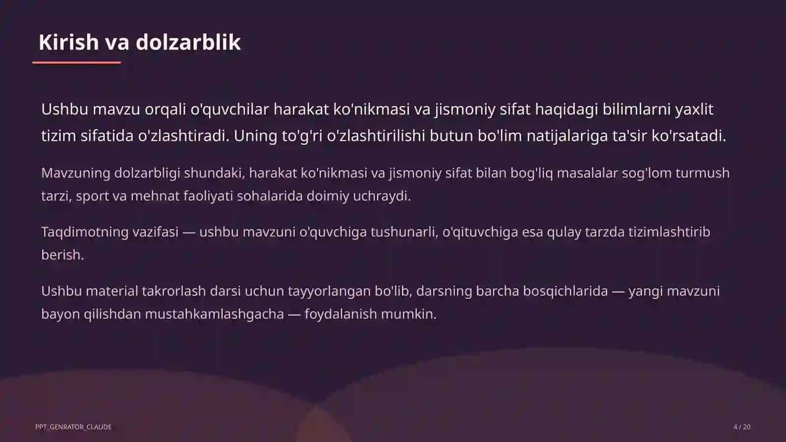 Chidamlilikni rivojlantirish: uzoq masofaga yugurish (7-sinf) 4