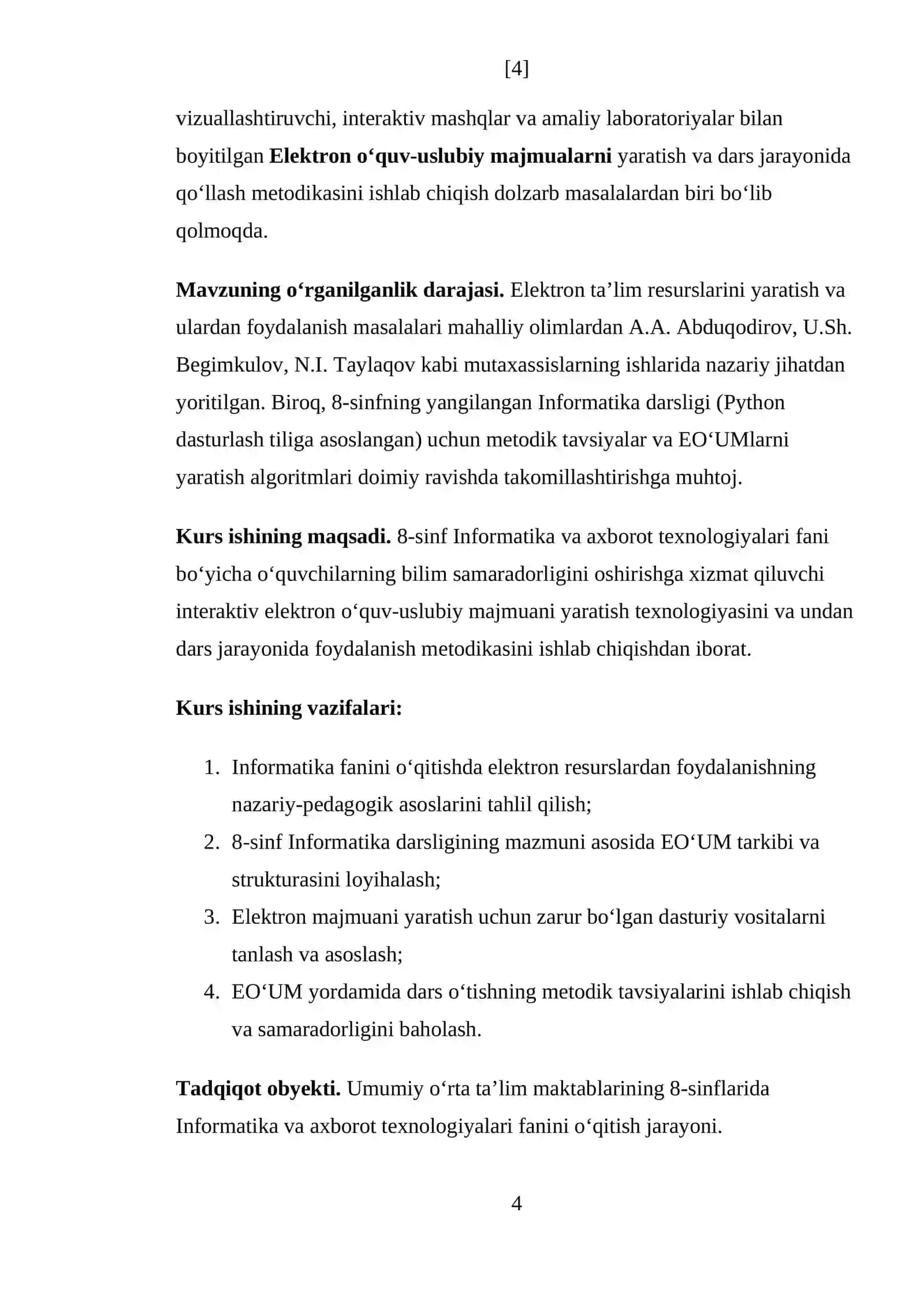 INFORMATIKA O’QITISH METODIKASI 4