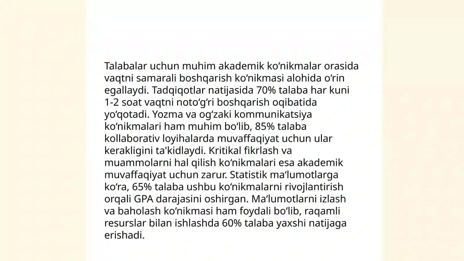 Akademik koʻnikmalar va talabalar faoliyatidagi ahamiyati va dolzarbligi 4