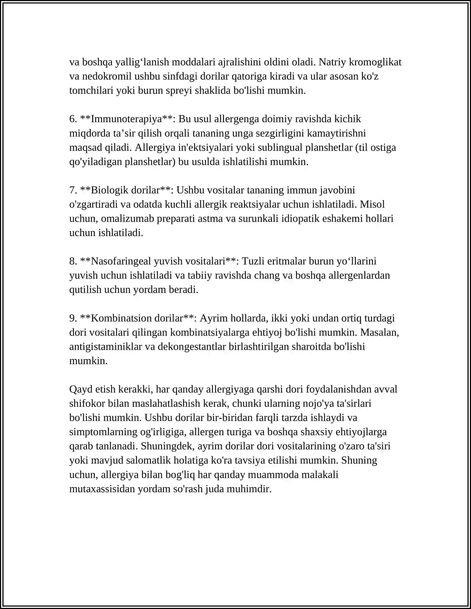 ALLERGIYAGA QARSHI DORI VOSITALARI 4