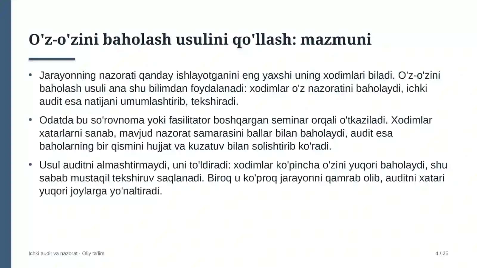 Bioenergetikada o'z-o'zini baholash usulini qo'llash 4