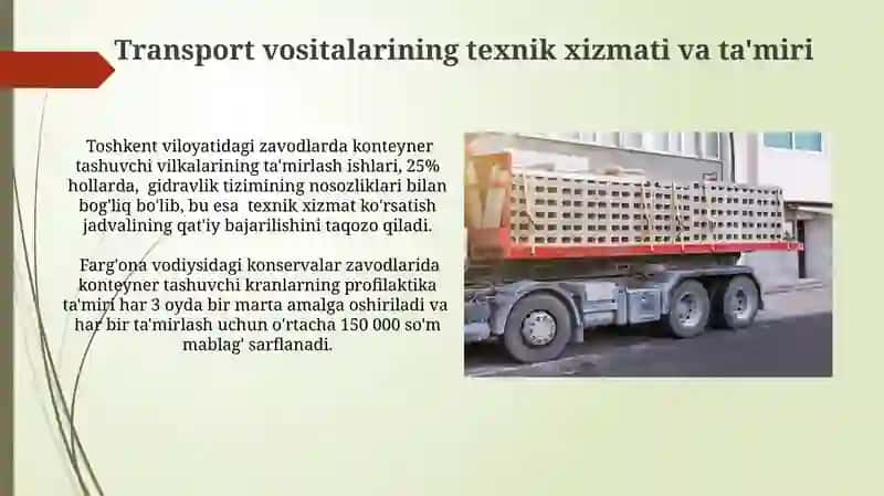 Konteyner Tashishda Qo'llaniladigan Transportning Xususiyatlari 4