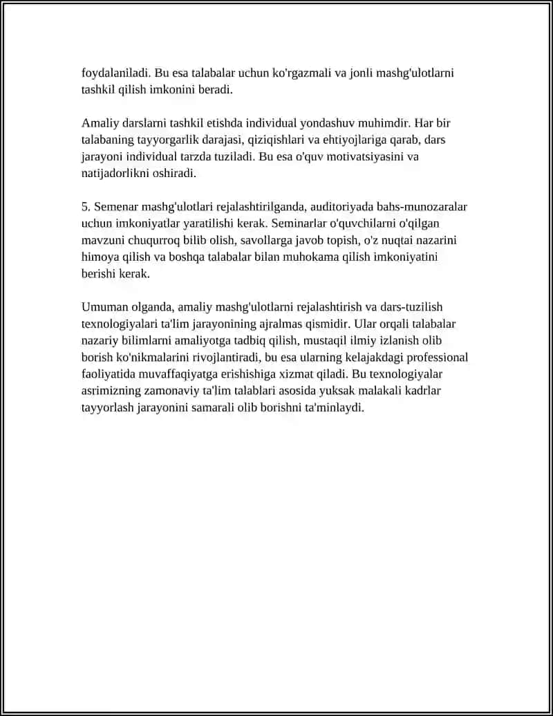 AMALIY, SEMINAR VA LABARATORIYA MASHĜULOTLARINI ÒTKAZISH TEXNOLOGIYASI 4
