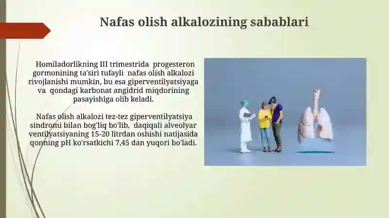Nafas va metabolik atsidoz va alkalozni kelib chiqishi, biokimyoviy tashxisi 4