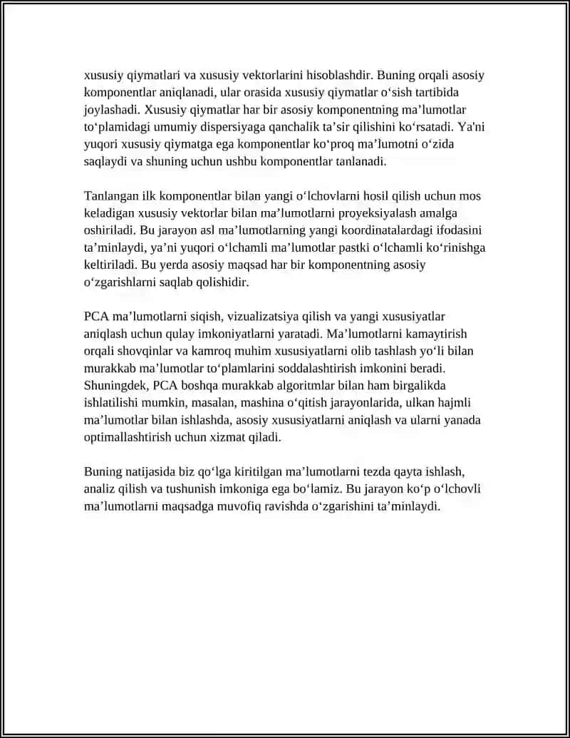 Asosiy komponentlar tahlili (PCA) va o‘lchovlarni kamaytirish 4