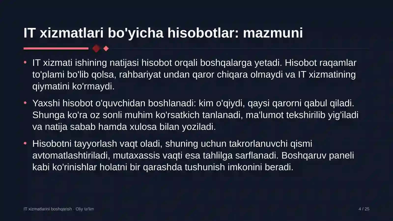 yog'ochni qayta ishlash korxonalarida axborot texnologiyalari xizmatlari bo'yicha hisobotlarni tayyorlash 9359 4