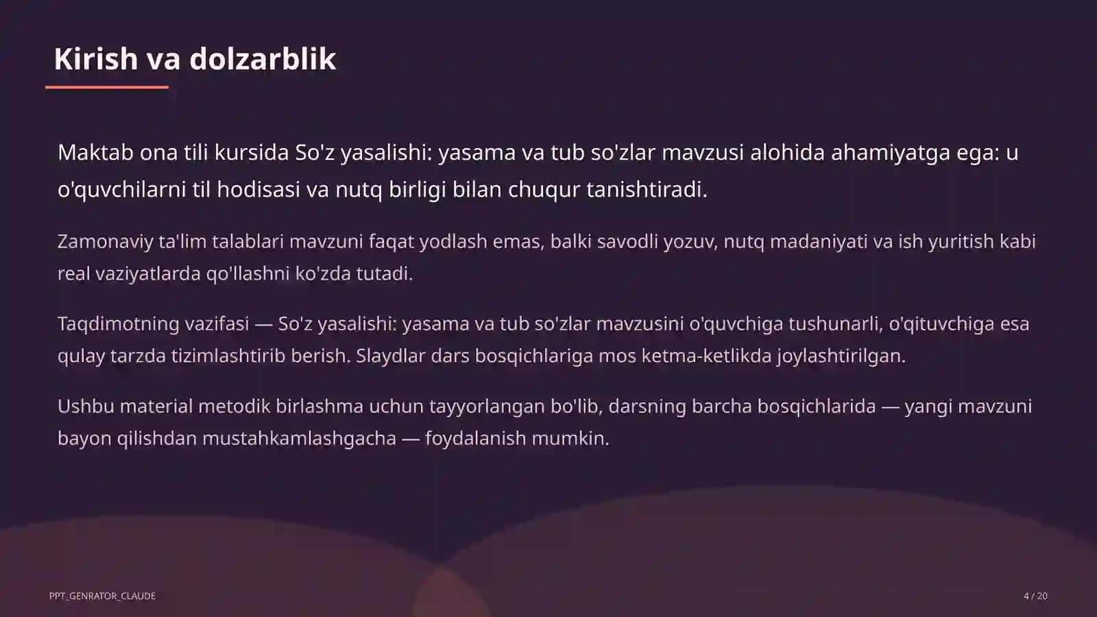 So'z yasalishi: yasama va tub so'zlar (6-sinf) 4