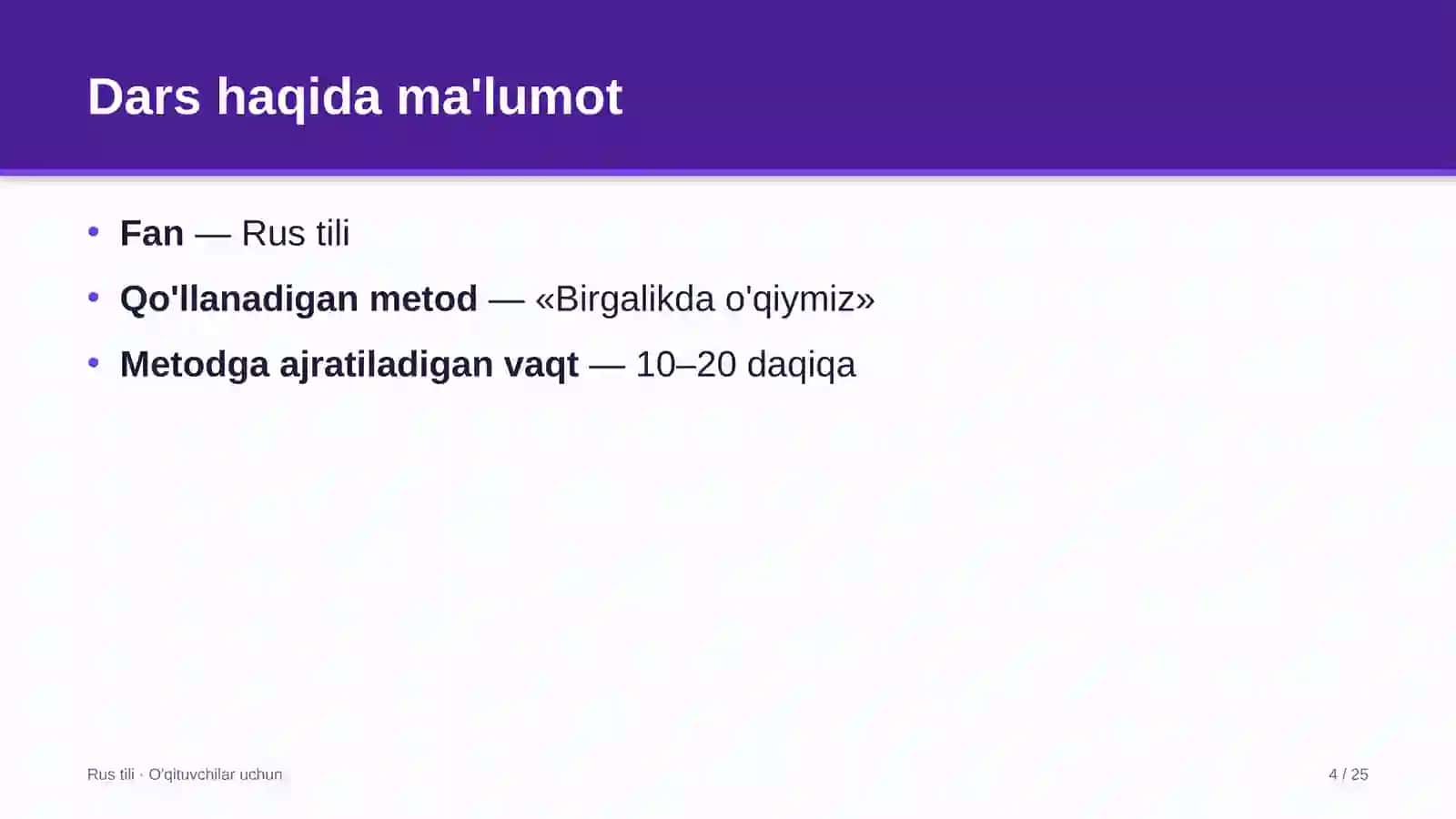rus tili darslarida birgalikda o'qiymiz metodidan foydalanish 2438 4