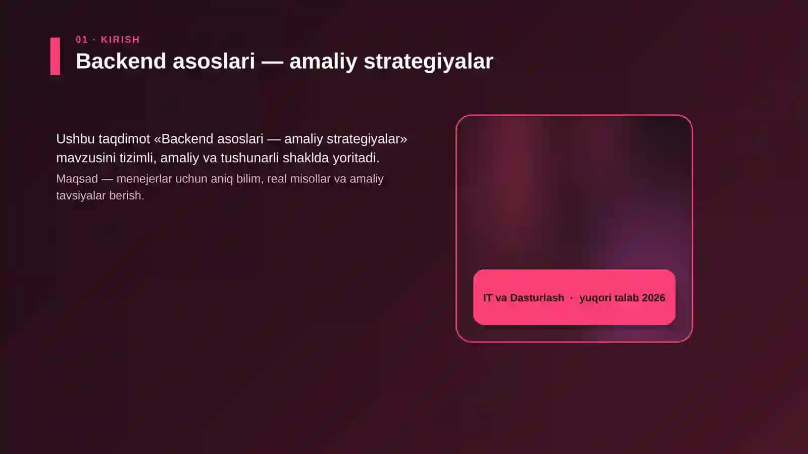 Backend asoslari — amaliy strategiyalar 4