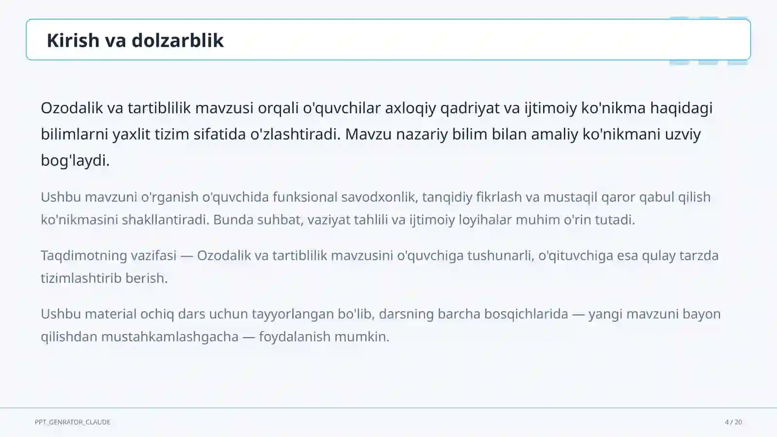Ozodalik va tartiblilik (1-sinf) 4