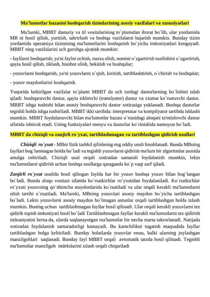 Ma’lumotlar bazasining maqsad va vazifalari 4