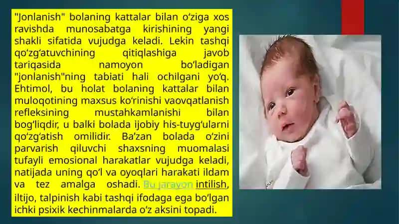Chaqaloqlik davrida his-tuyg'uning o'sishi (jonlanishi) 4