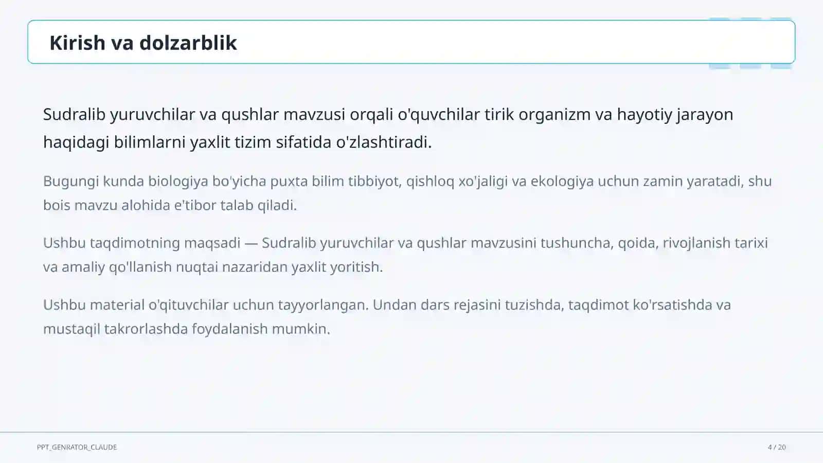 Sudralib yuruvchilar va qushlar (7-sinf) 4