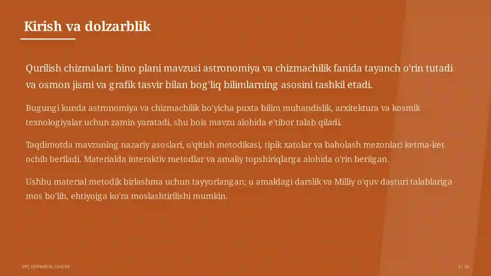 Qurilish chizmalari: bino plani (9-sinf) 4