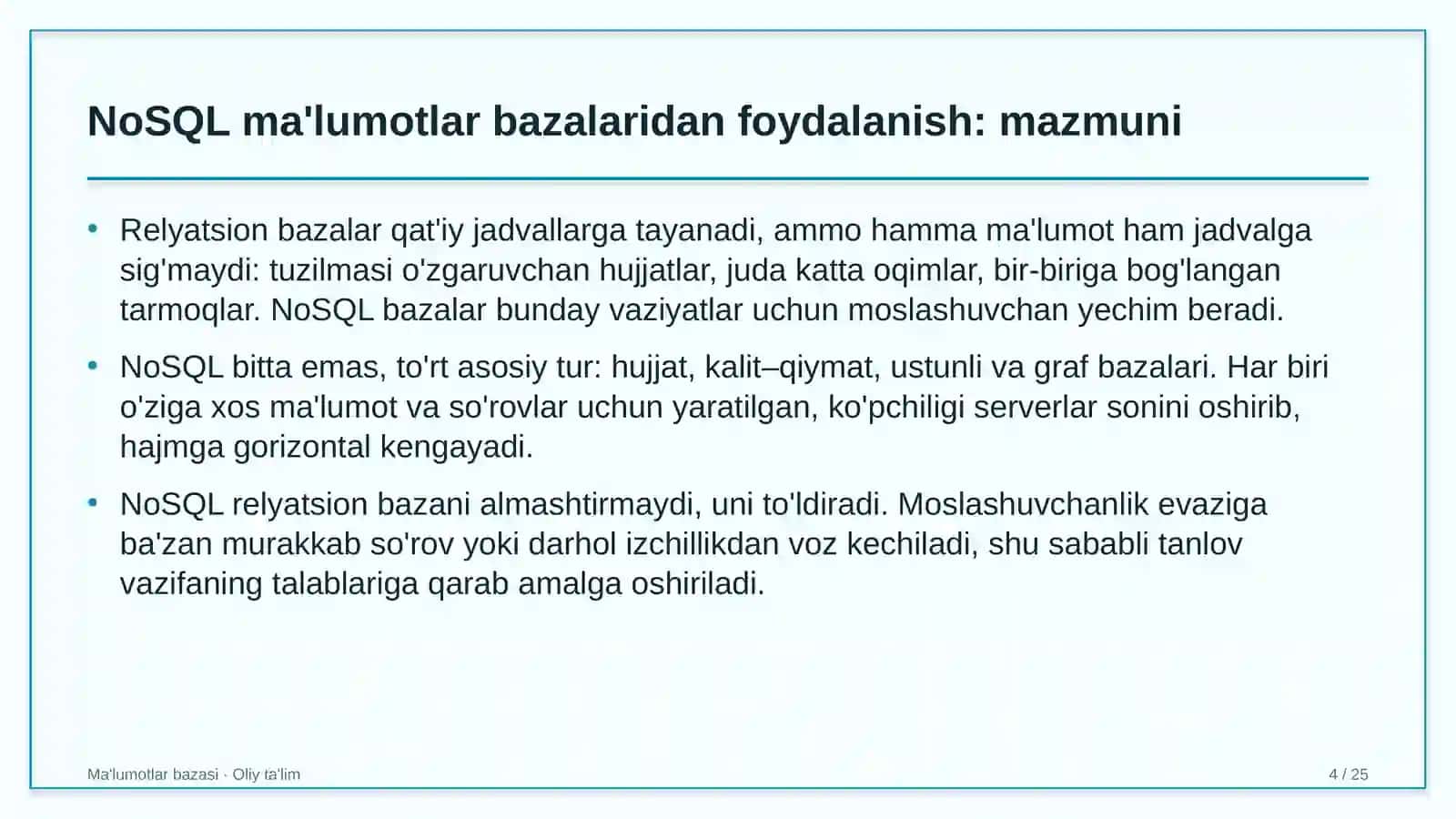 Korxonalarning yuridik xizmatlarida NoSQL ma'lumotlar bazalaridan foydalanish 4
