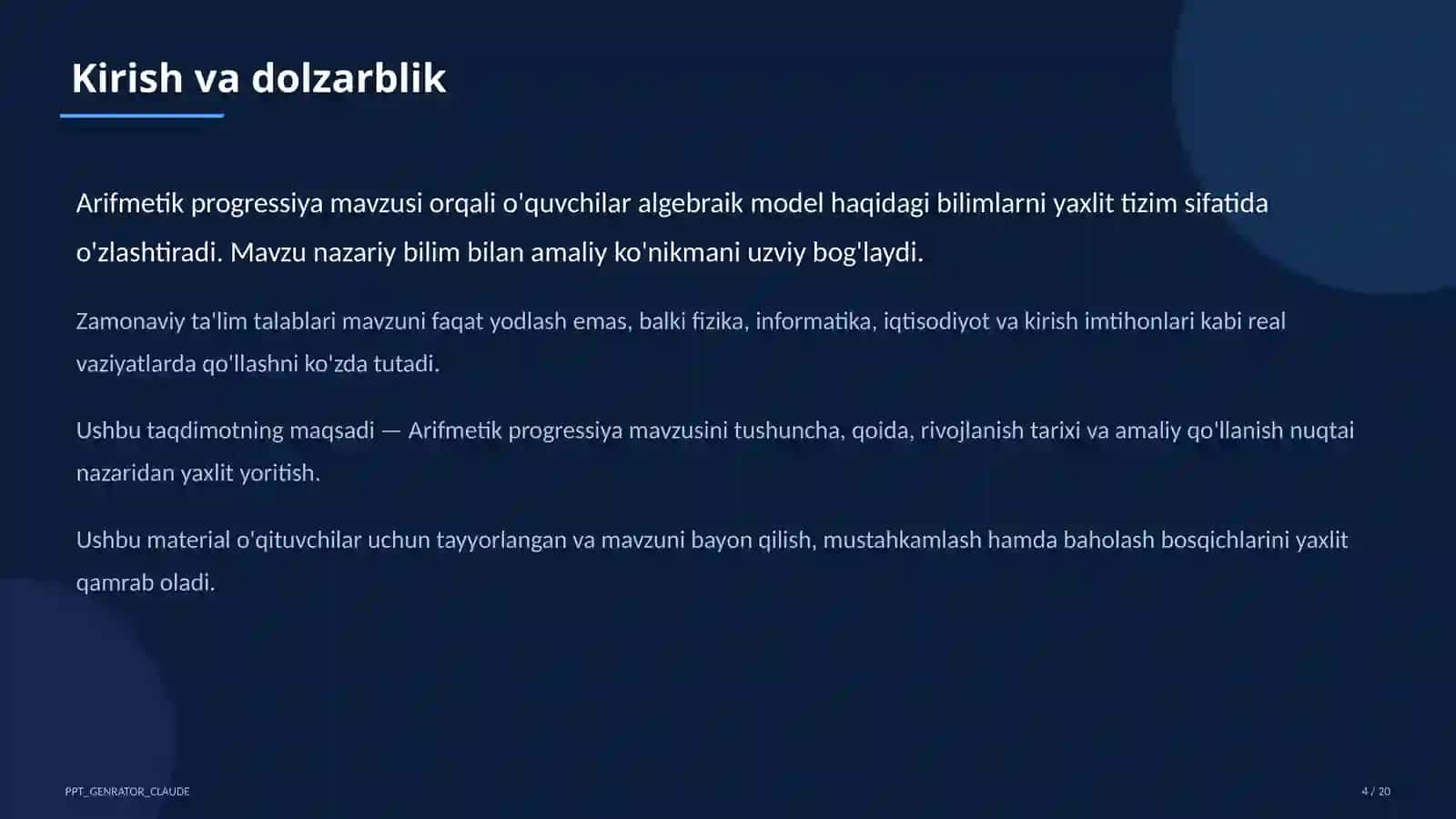 Arifmetik progressiya (9-sinf) 4