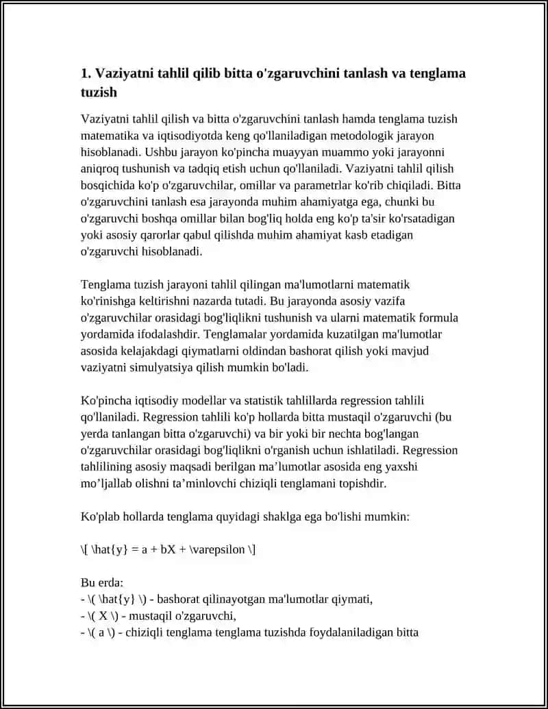 BIR O'ZGARUVCHILI TENGLAMALAR BILAN YECHILADIGAN MURAKKAB MASALALARNI YECHISHGA O'RGATISH 4