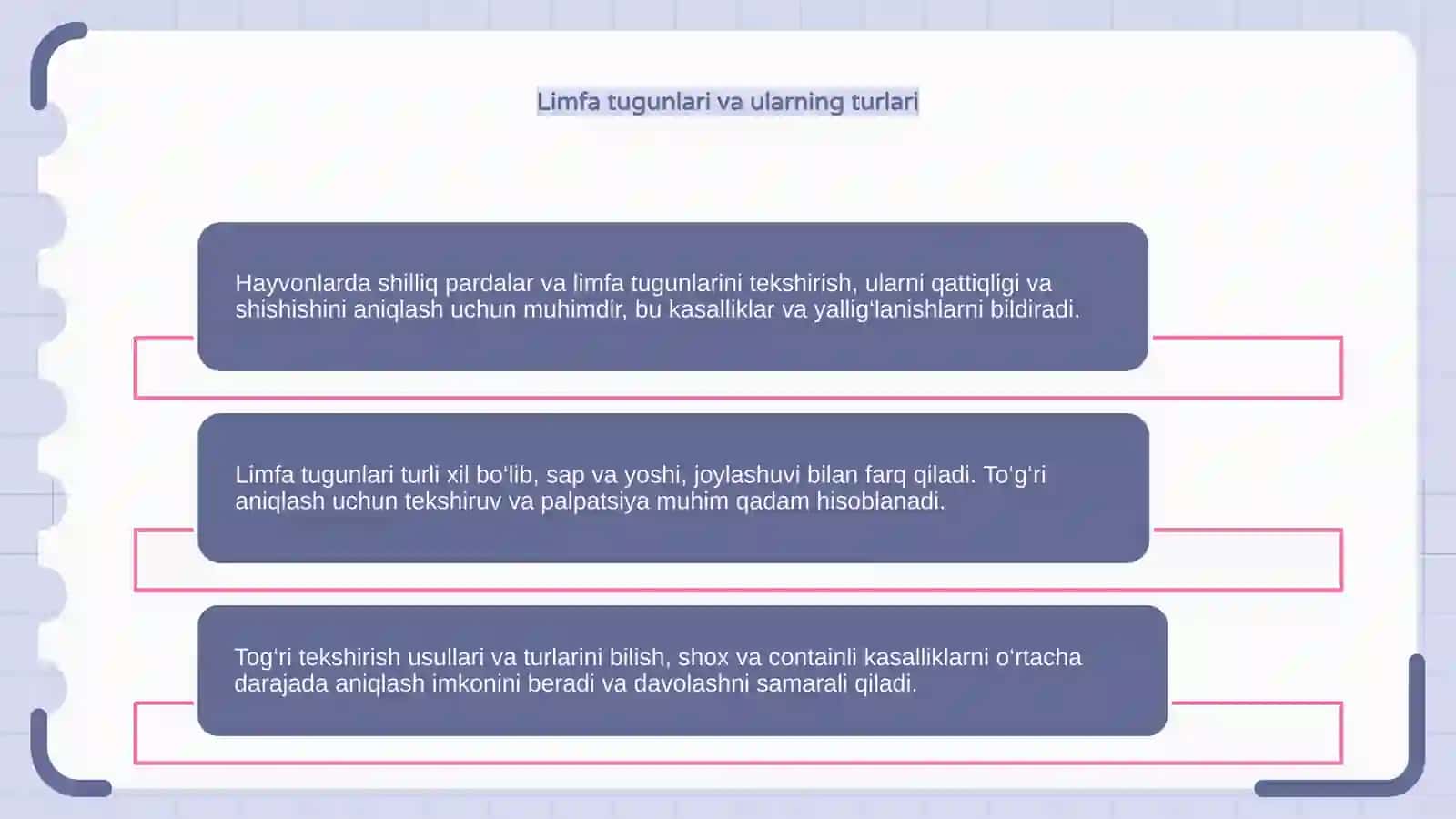 Hayvonlarda Shilliq pardalar va limfa tugunlarni tekshirish 4