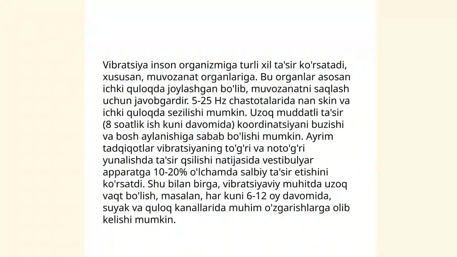 Vibratsiyaning eshitish va muvozanat organlariga taʼsiri 4