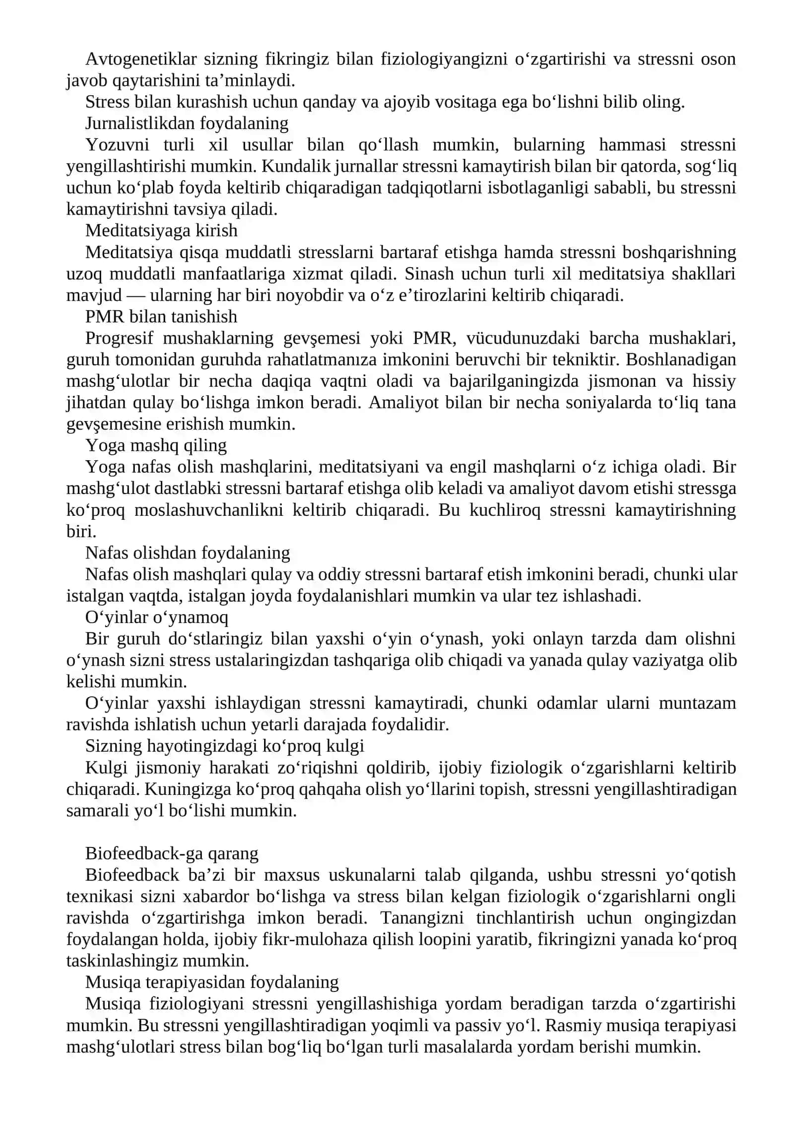Stressni boshqarish modeli trening dasturi 4