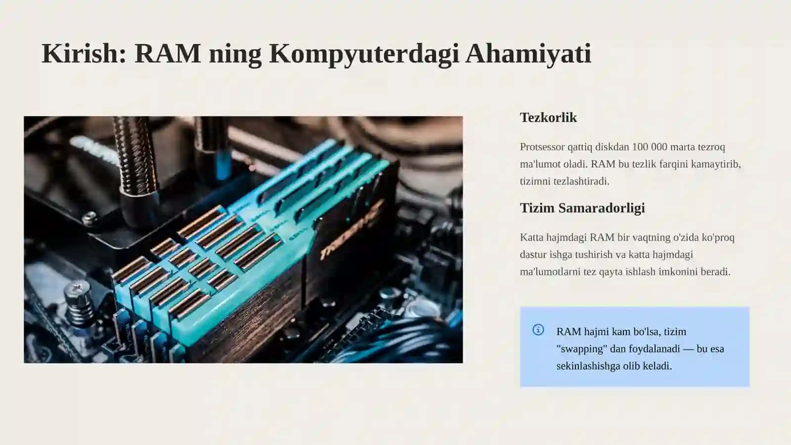 Operativ xotira qurilmalari, tarkibiy sxemasi va texnik ko'rsatkichlari 4