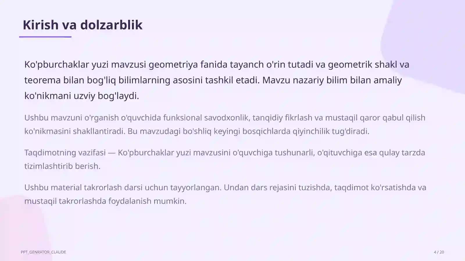Ko'pburchaklar yuzi (8-sinf) 4