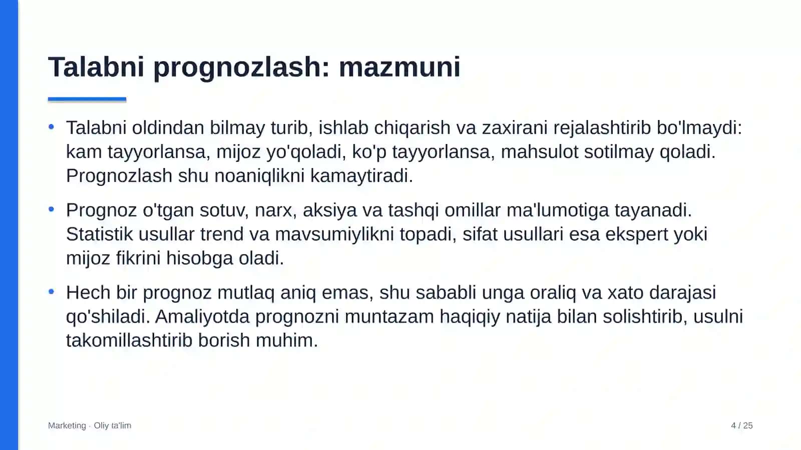 Baliqchilik xo'jaliklarida talabni prognozlash 4