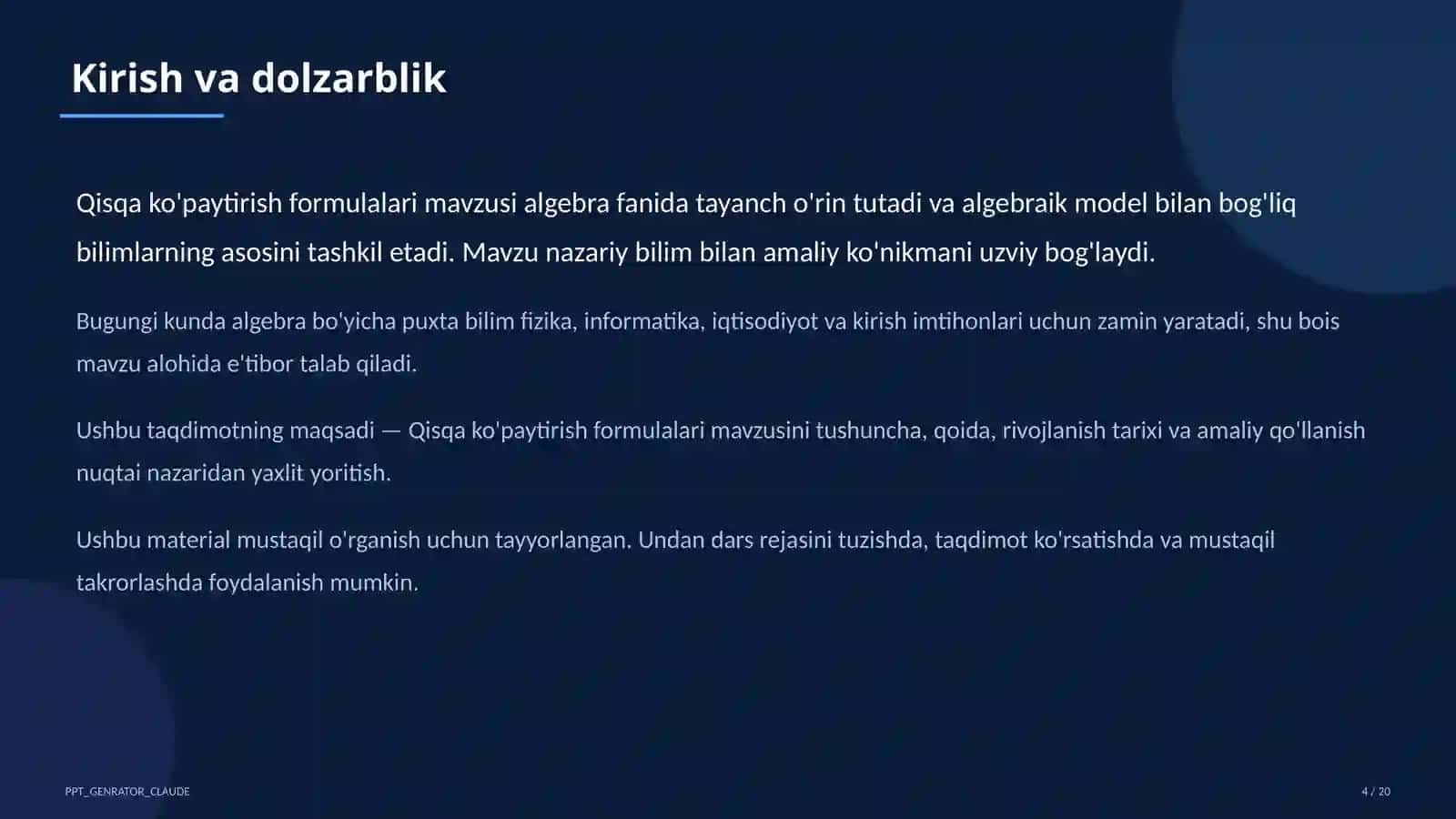 Qisqa ko'paytirish formulalari (7-sinf) 4