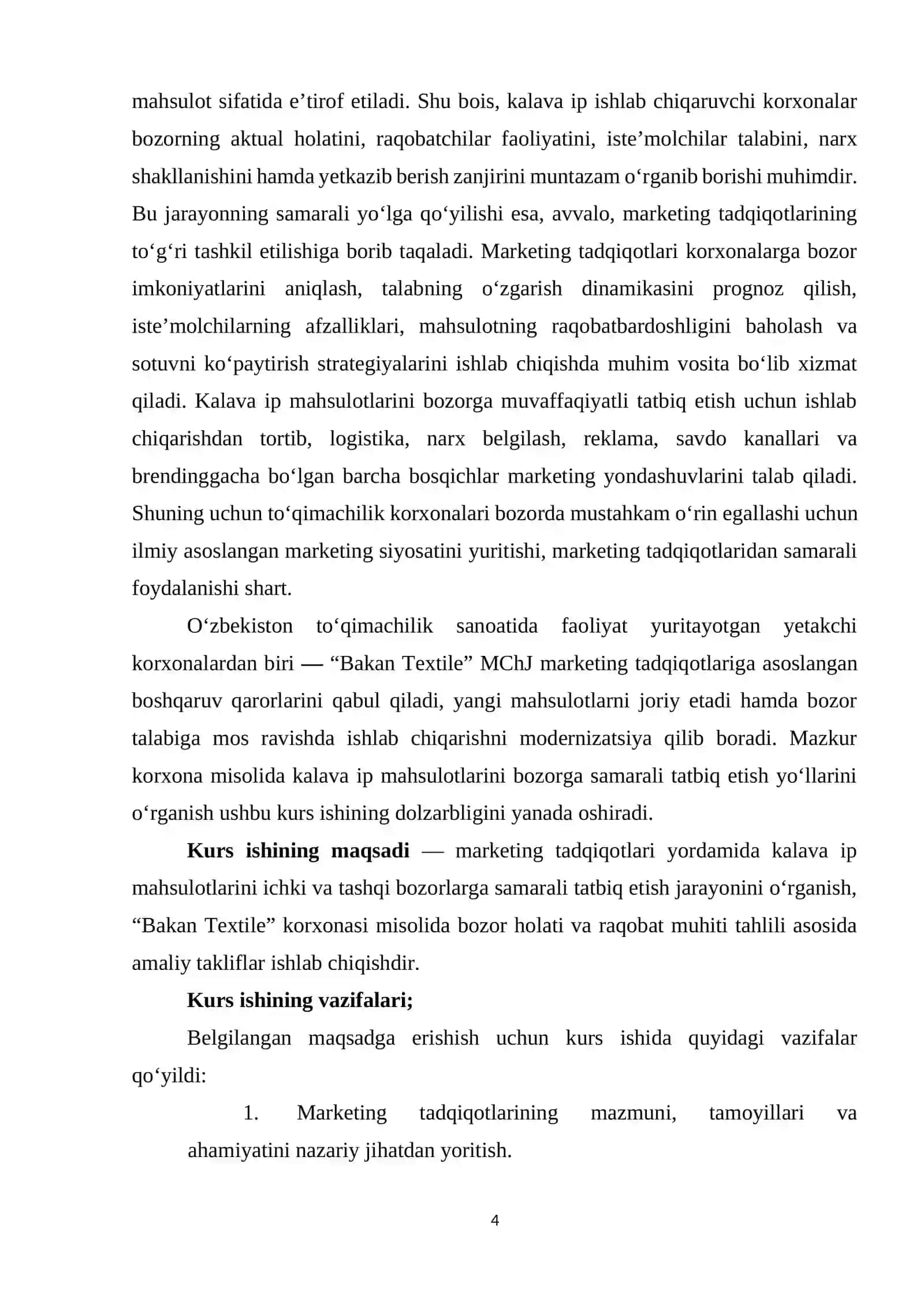 Marketing tadqiqotlari asosida kalava ip mahsulotlarini tadqiq etish 4