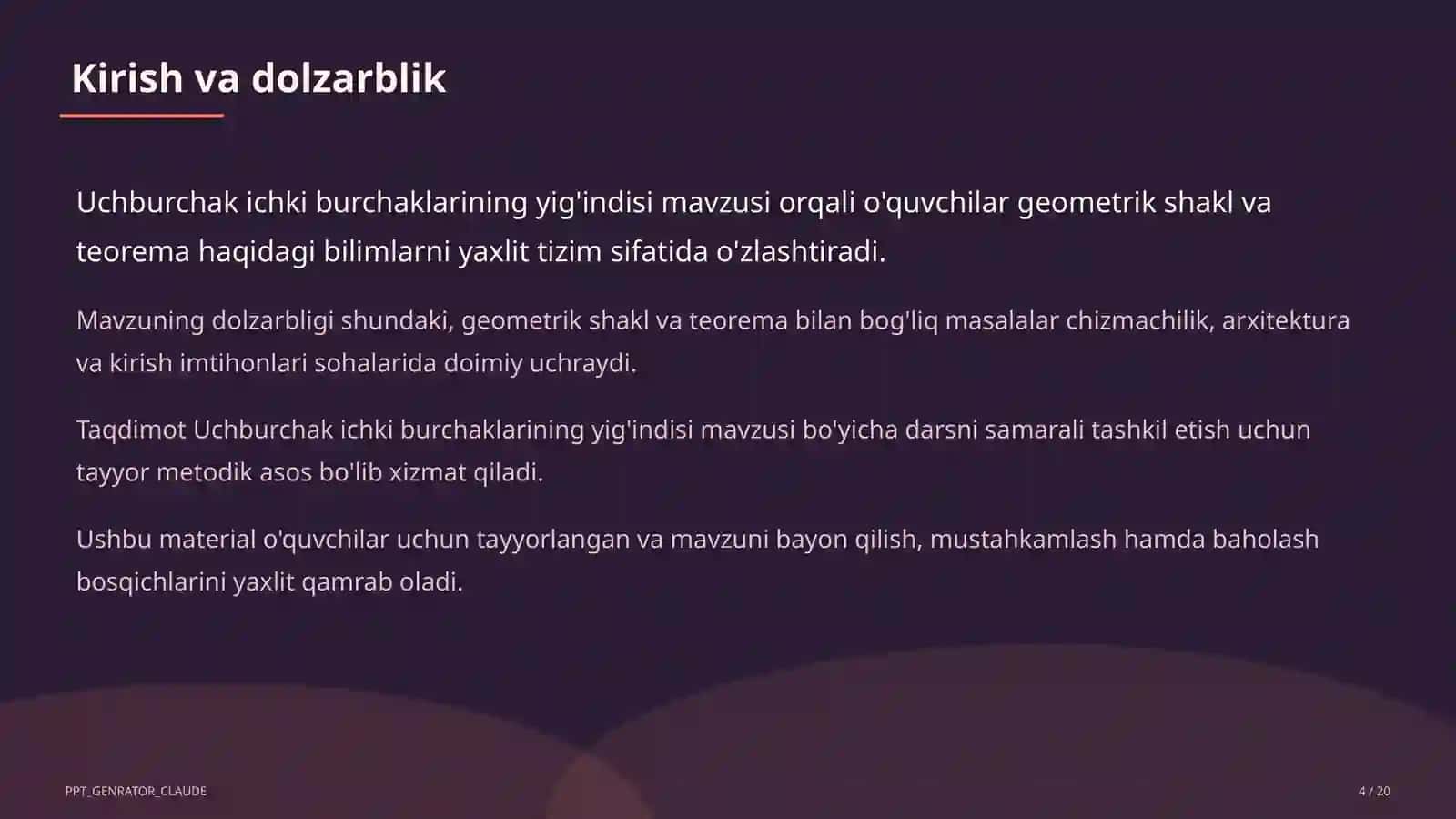 Uchburchak ichki burchaklarining yig'indisi (7-sinf) 4