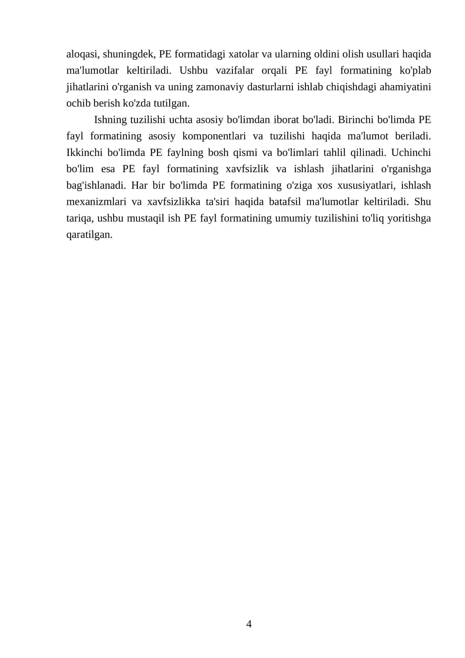 PE (Portable Executable) fayl formatining umumiy tuzilishi 4
