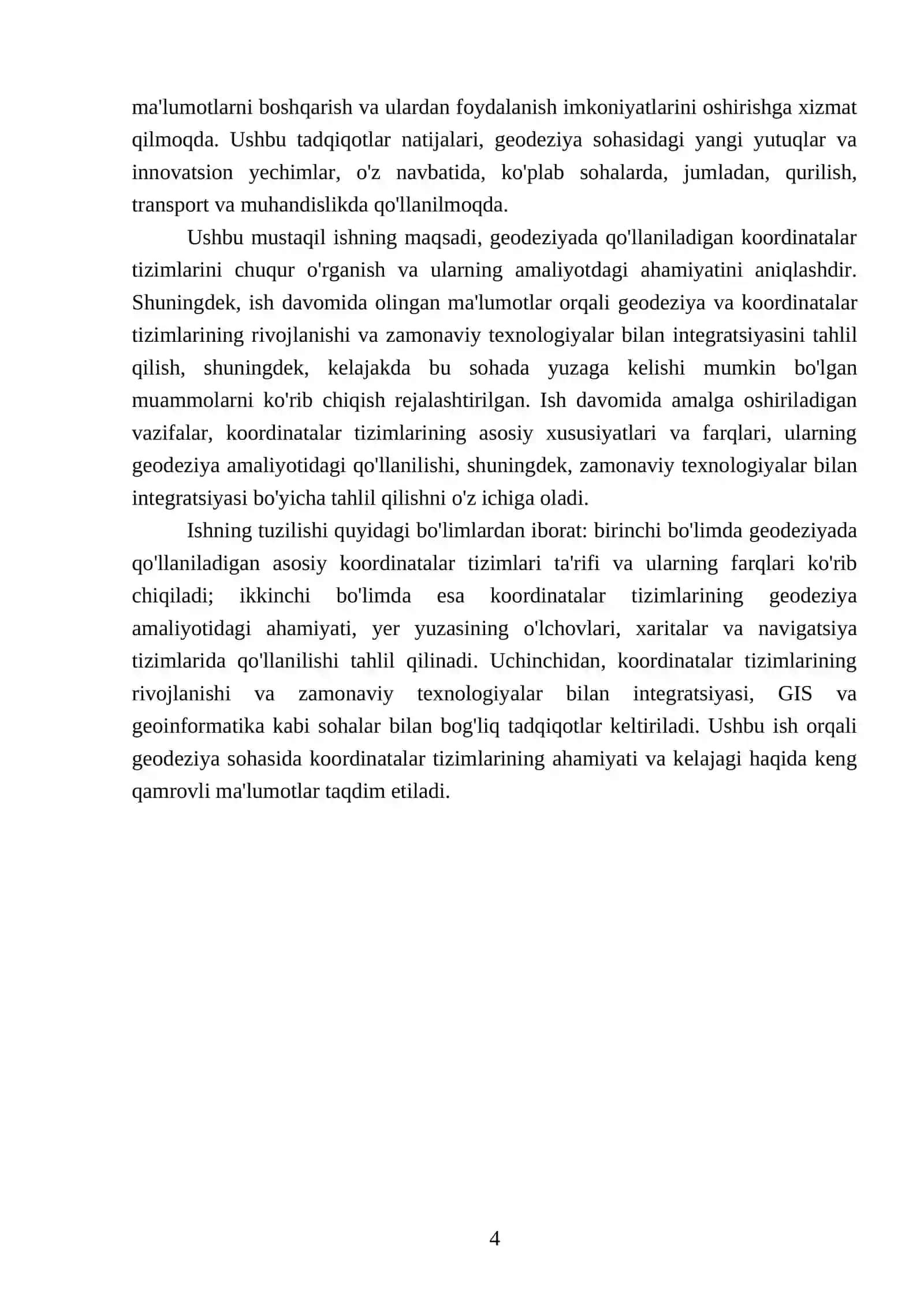 Geodeziyada qoʻllanadigan koordinatalar tizimi 4