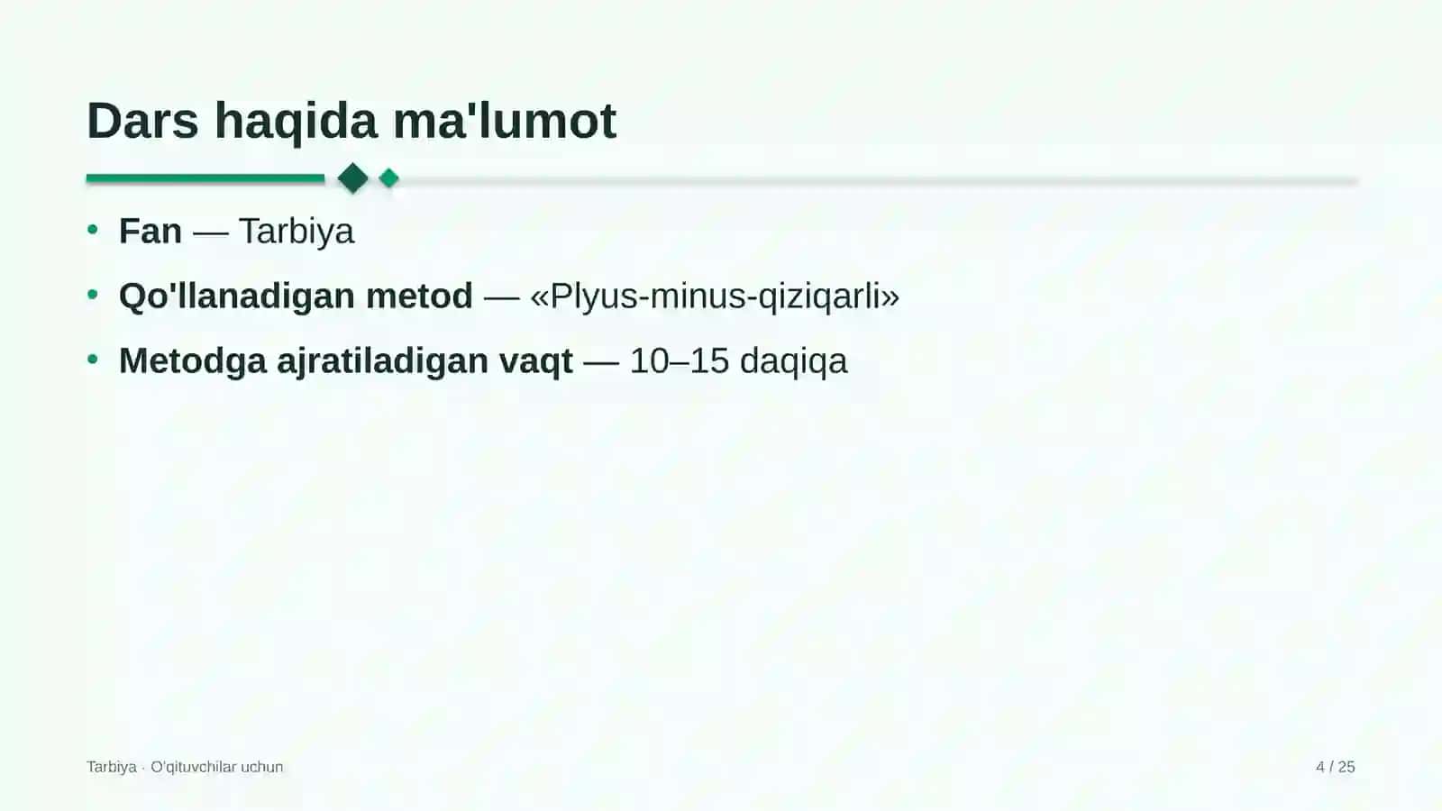 tarbiya darslarida plyus minus qiziqarli metodidan foydalanish 2470 4