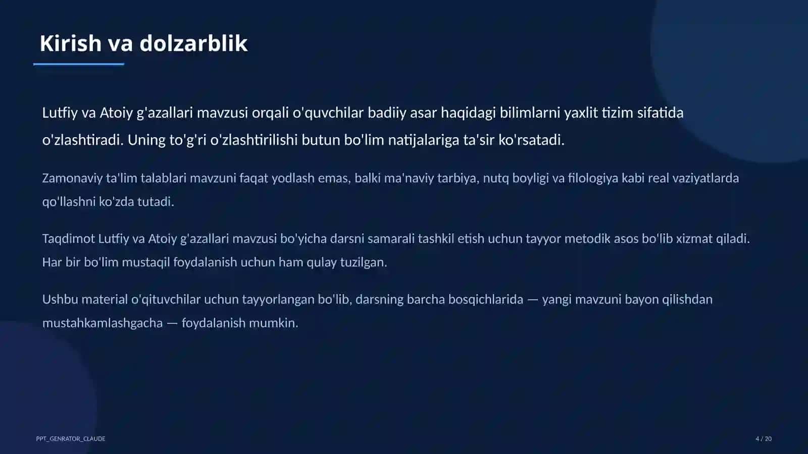 Lutfiy va Atoiy g'azallari (10-sinf) 4