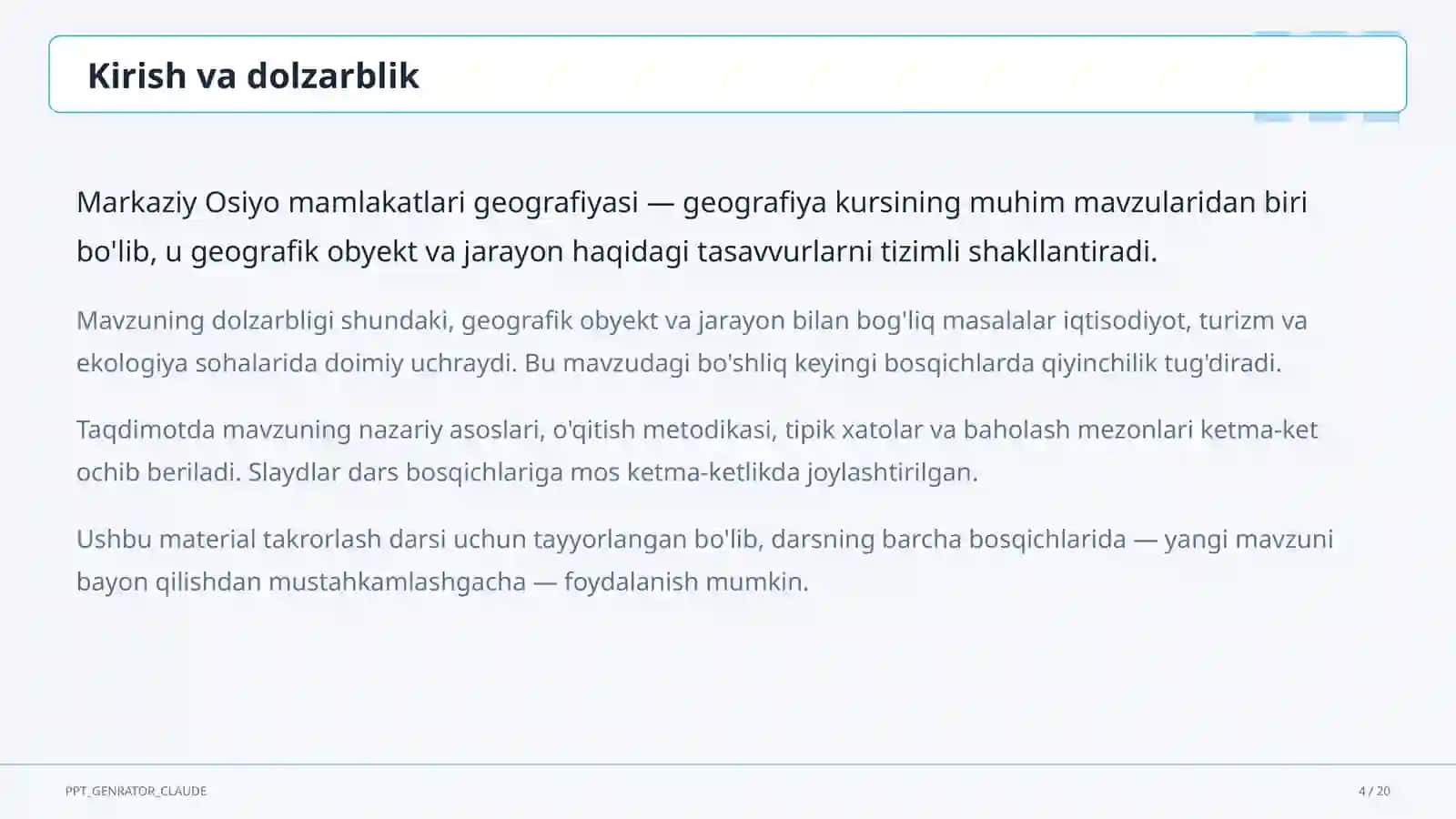 Markaziy Osiyo mamlakatlari geografiyasi (11-sinf) 4