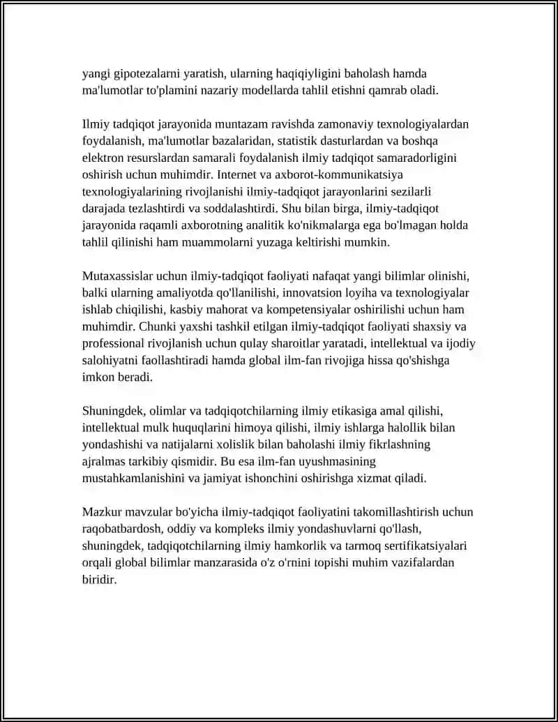 ILMIY-TADQIQOT FAOLIYATI VA UNING MUTAXASSIS UCHUN FAOLIYATI 4