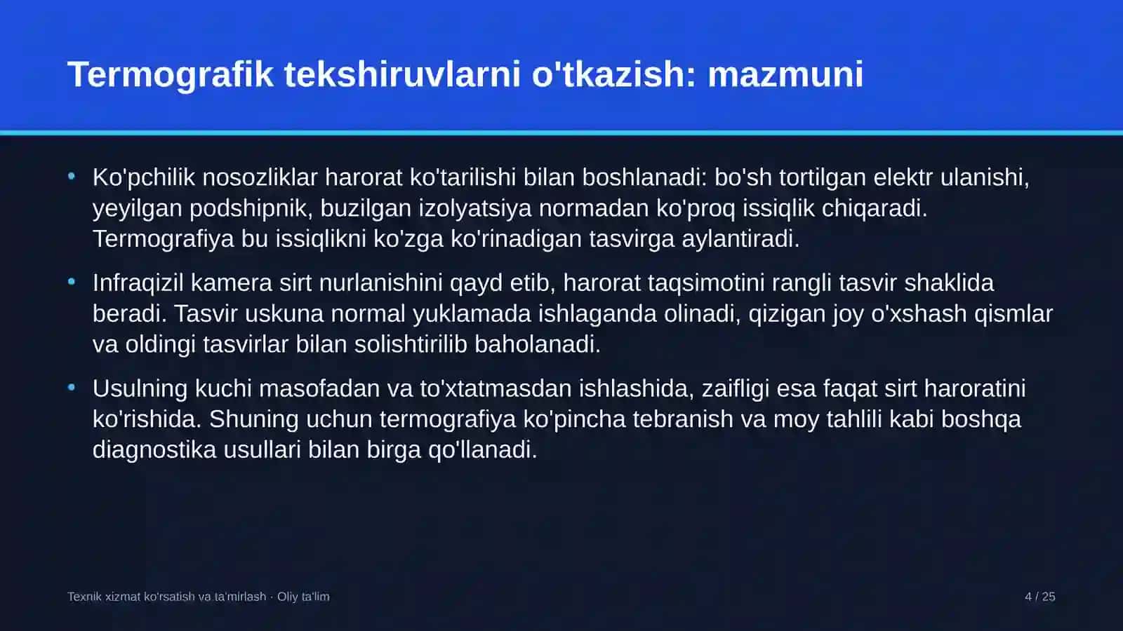 Sholichilikda termografik tekshiruvlarni o'tkazish 4
