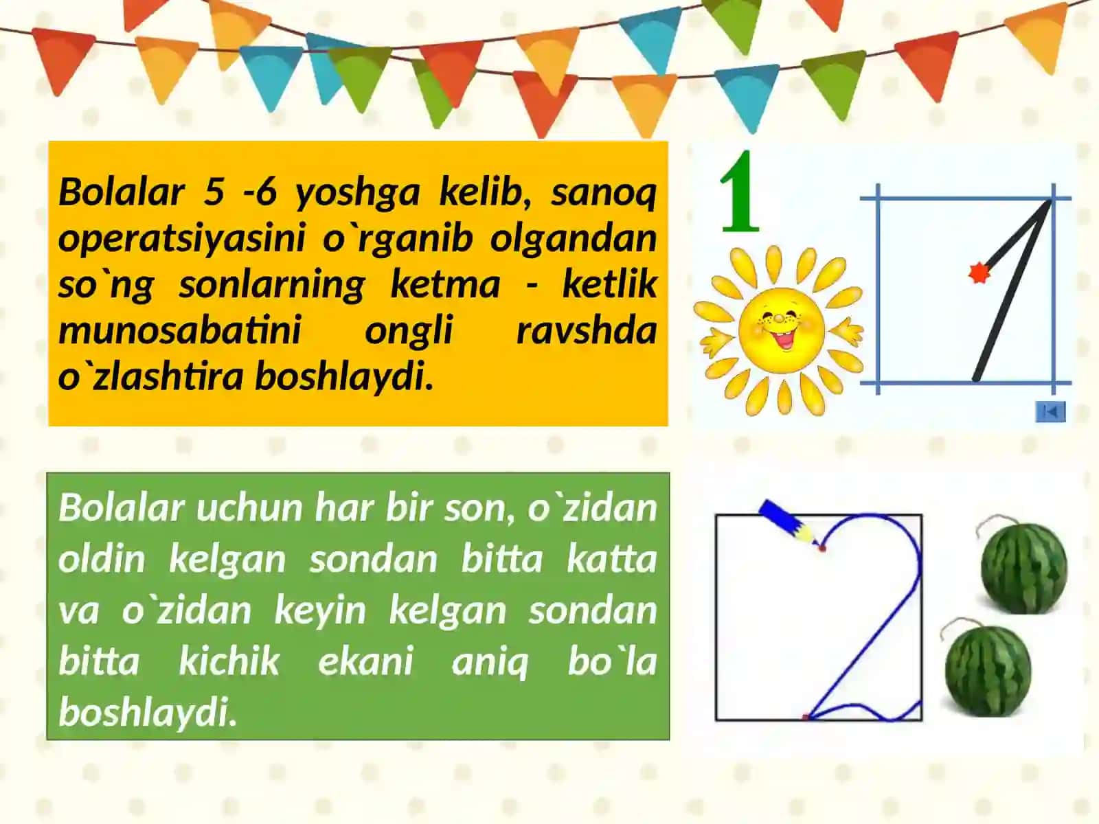 Bolalar ongida natural sonlar qatori tizimining tarkib topishi 4