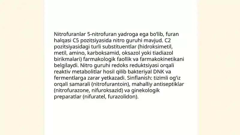 Nitrofuranlar farmokologiyasi 4