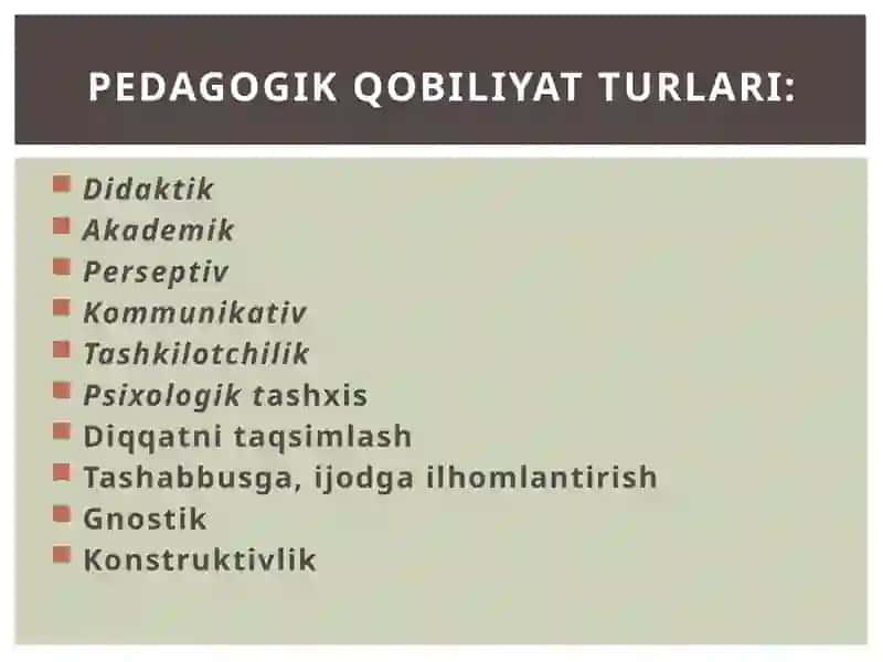 PEdagogik qobilyat pedagogik mahoratning asosi sifatida 4