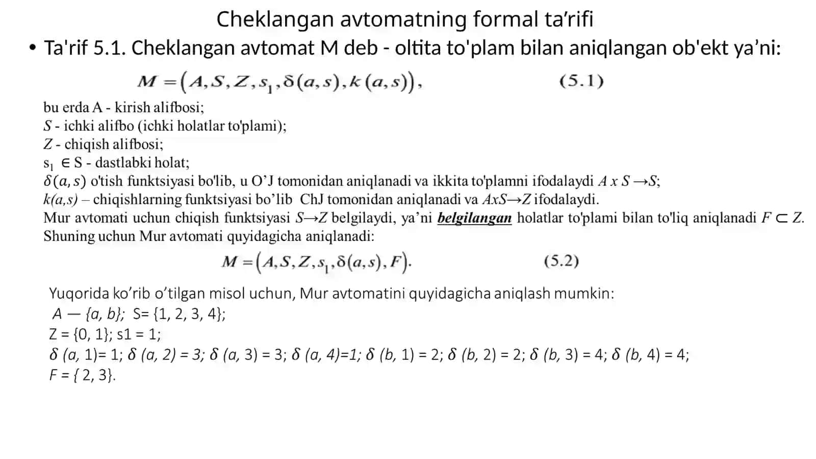 Mavhum(Abstrakt)chekliavtomatta'rifi 4