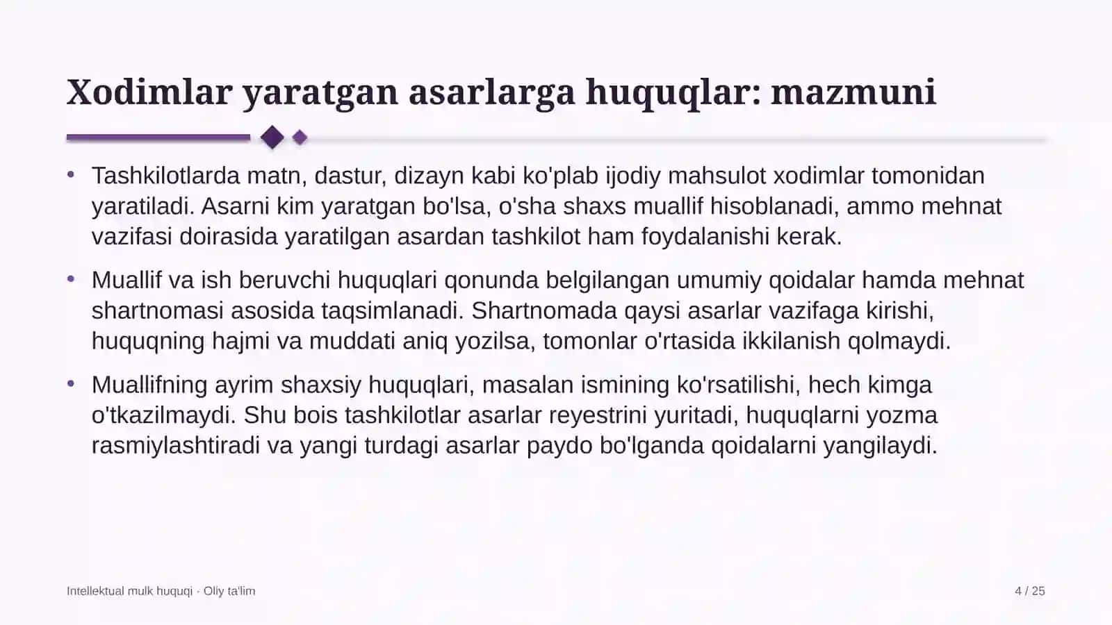 elektronika do'konlarida xodimlar yaratgan asarlarga huquqlarni tartibga solish 7402 4